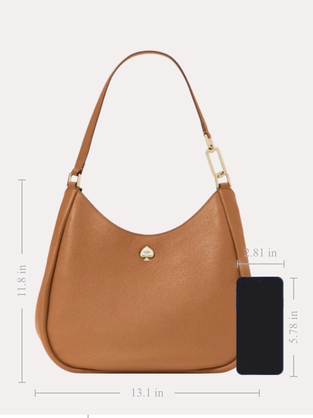 kate spade triple compartment Pebble Leather Hobo Shoulder Bag in Cognac
